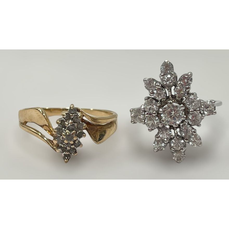 Two Womens Rings, 10k Gold & Diamond, 14k Gold and CZ