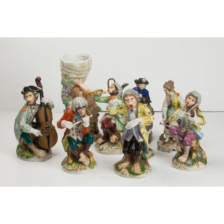 (Lot of 10) Group of Continental porcelain figures and vases