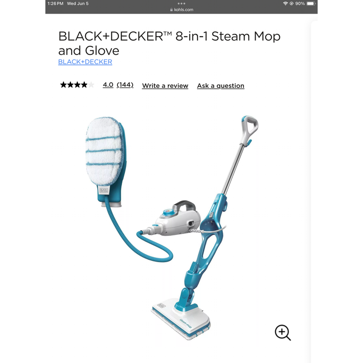 Black And Decker 8-In-1 Steam Mop And Glove