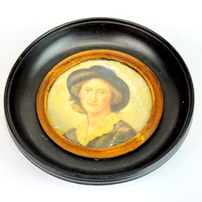 An Italian miniature printed portrait on copper, Dia. 12cm.