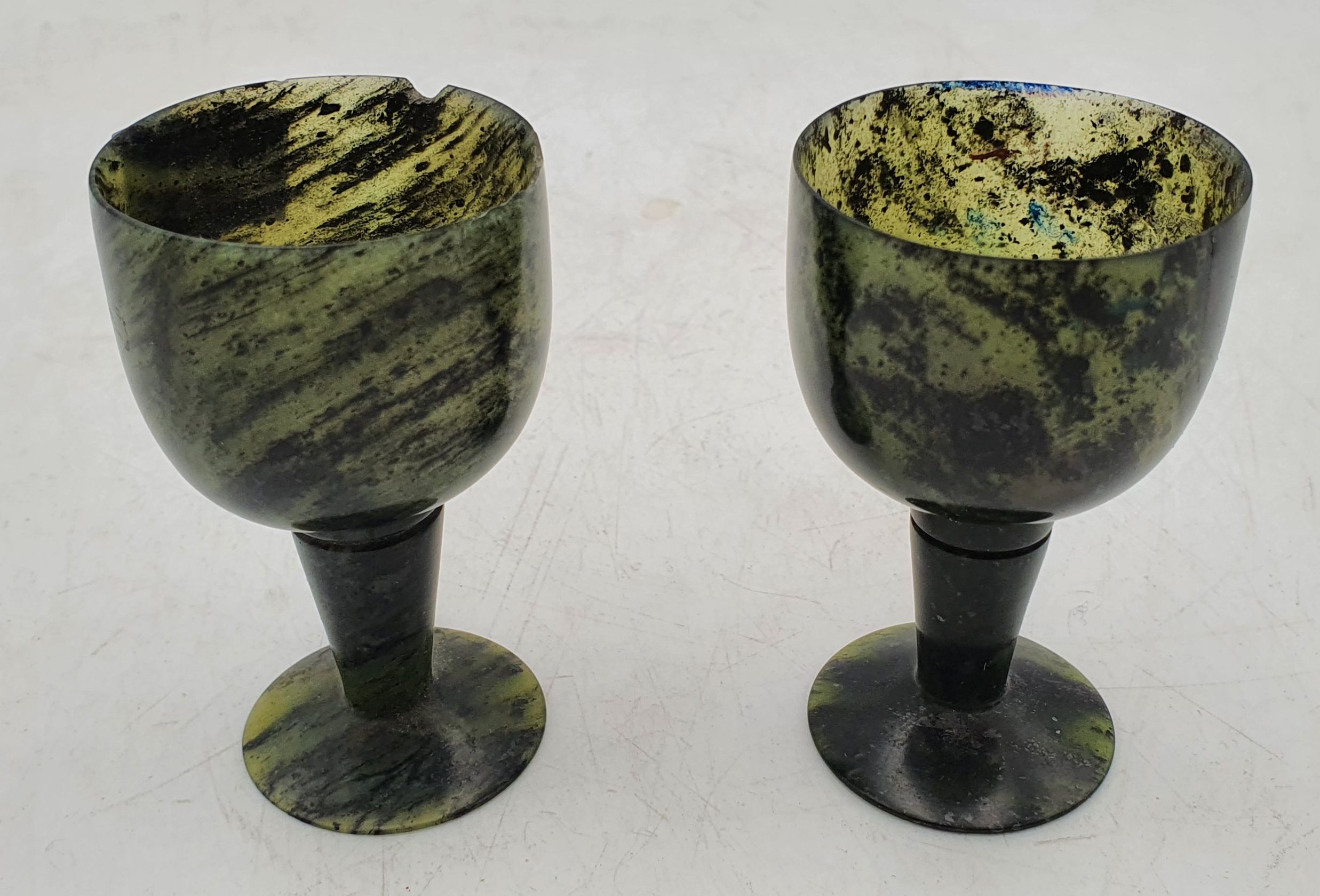 A Pair Of Spinach Jade Glasses