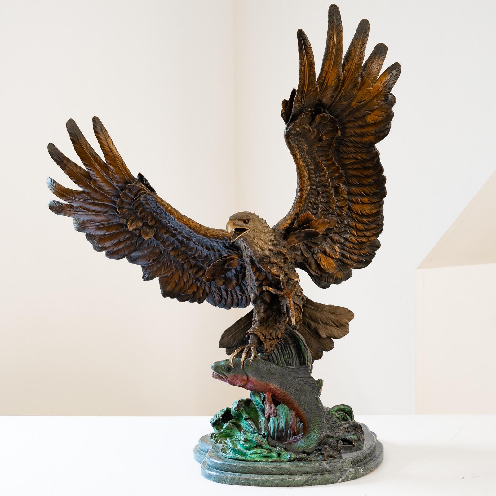 Artist Proof Edward Chope The Fisherman Bronze Eagle Sculpture