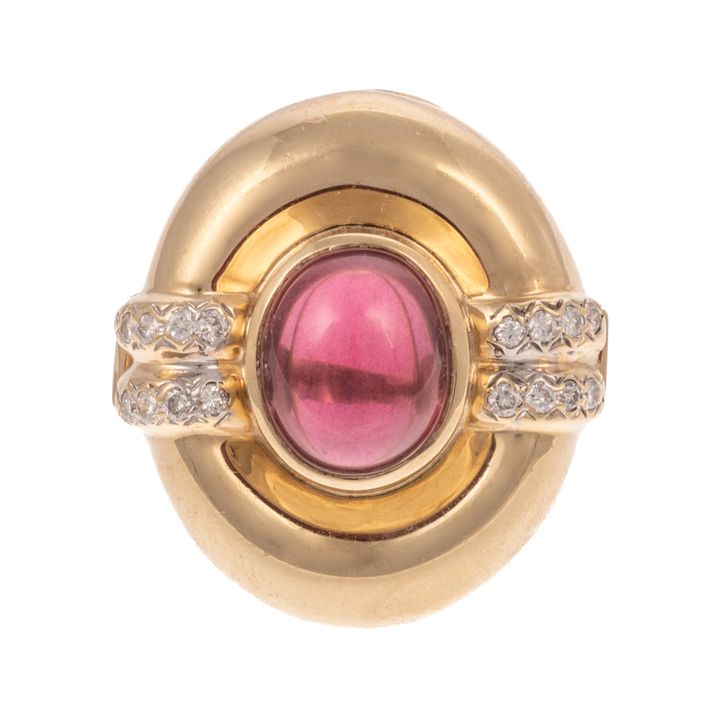 A Rhodolite Garnet & Diamond Ring in 14K