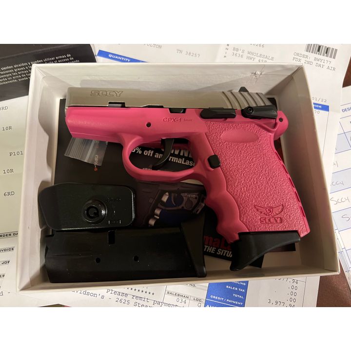 Sccy CPX-1TTPK Stainless Steel/Pink 9mm Semi-Automatic Pistol - Thumb  Safety