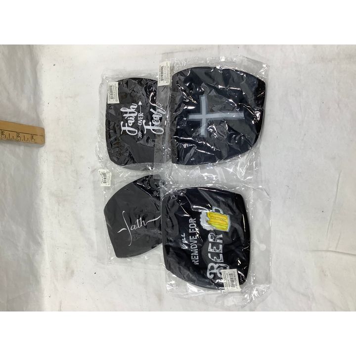 Buying (4) Assorted Black Printed Face Mask