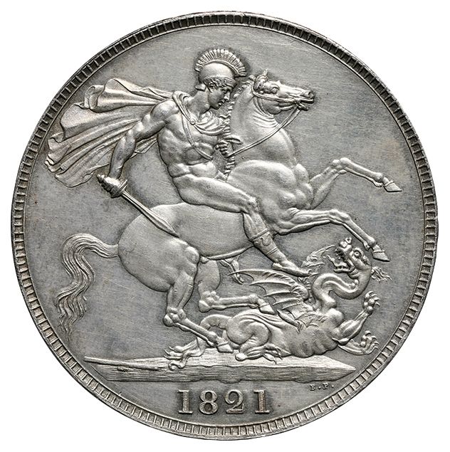 イギリス ジョージ4世(1820-1830) クラウン銀貨 1821(SECUNDO) Spink 
