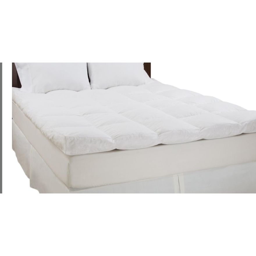 Lavish Home Pillow Top King Mattress Topper- 2'' Gusset & Cotton Cover- White, 80'' L x 78'' W x 4'' H In Box