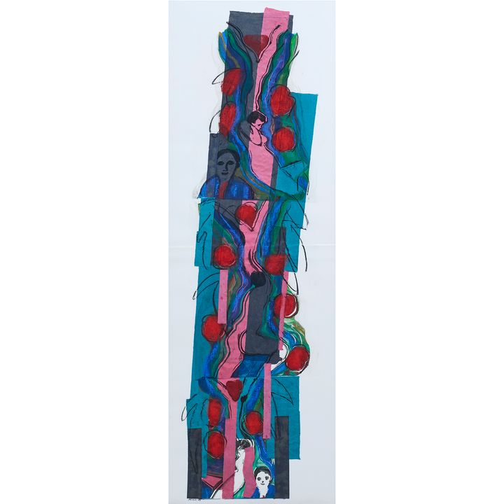 Mixed Media, Colorful Collage with Figures (20th century)