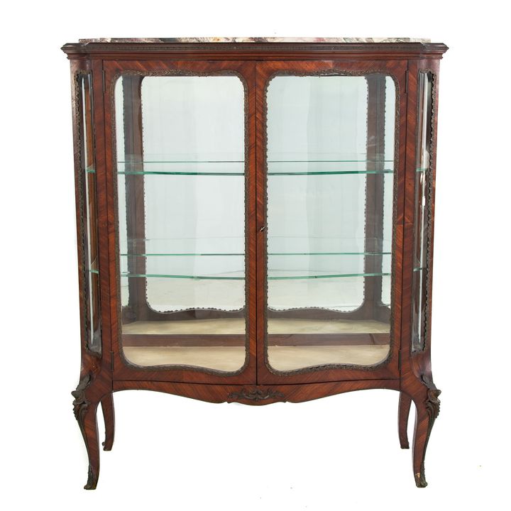 Louis XVI Style Marble Top Vitrine