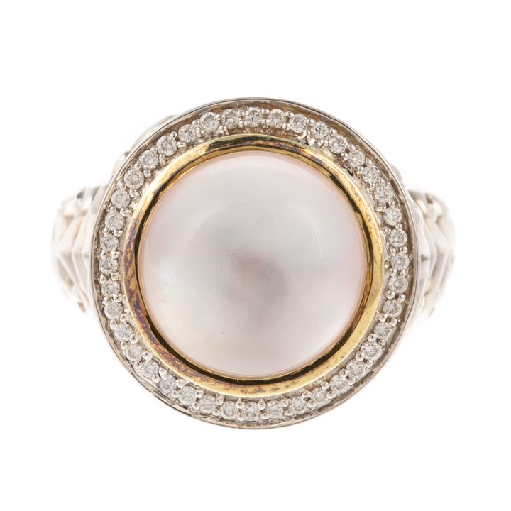 A Charles Krypell Diamond & Mother of Pearl Ring