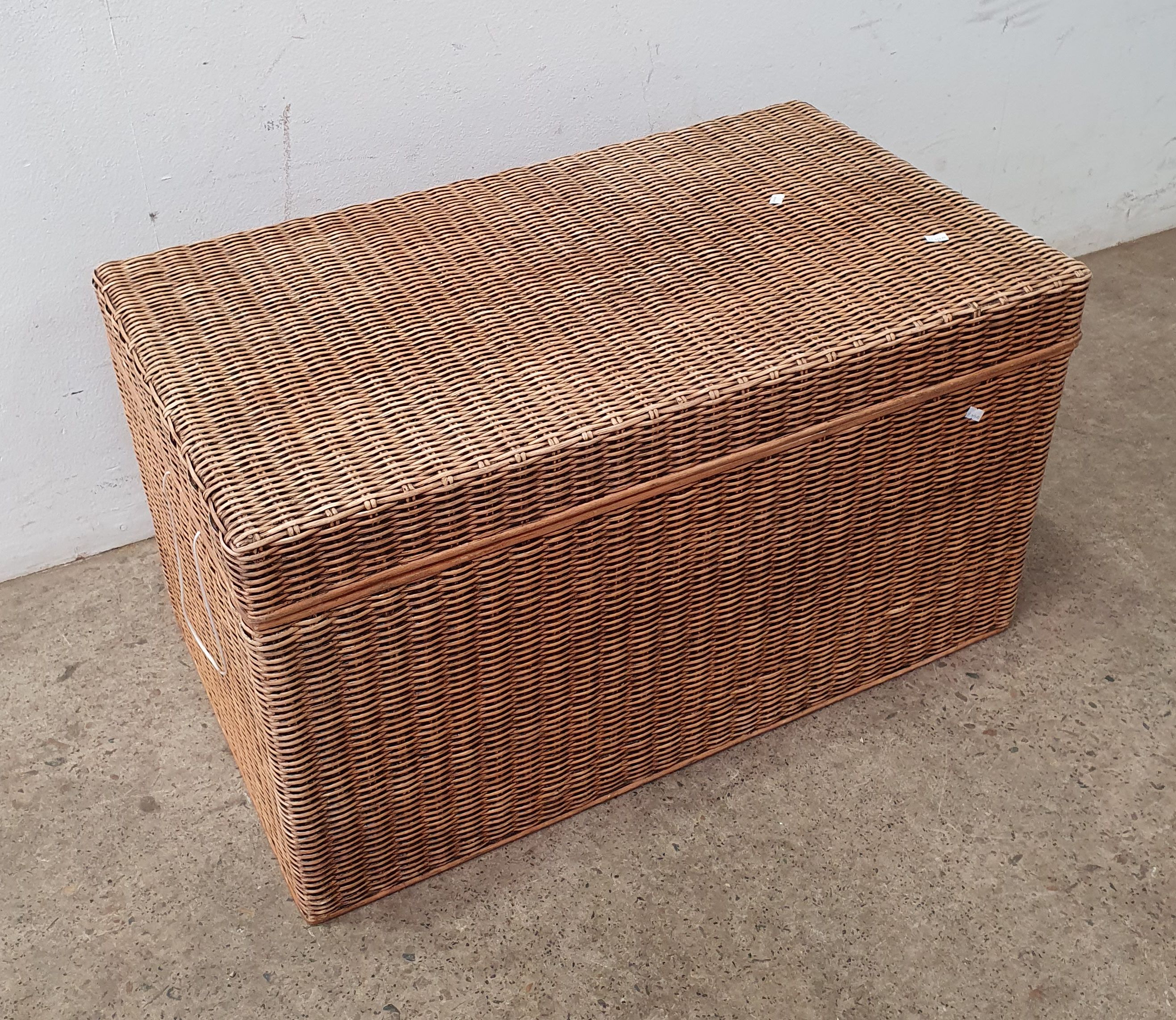 A Woven Cane Blanket Box