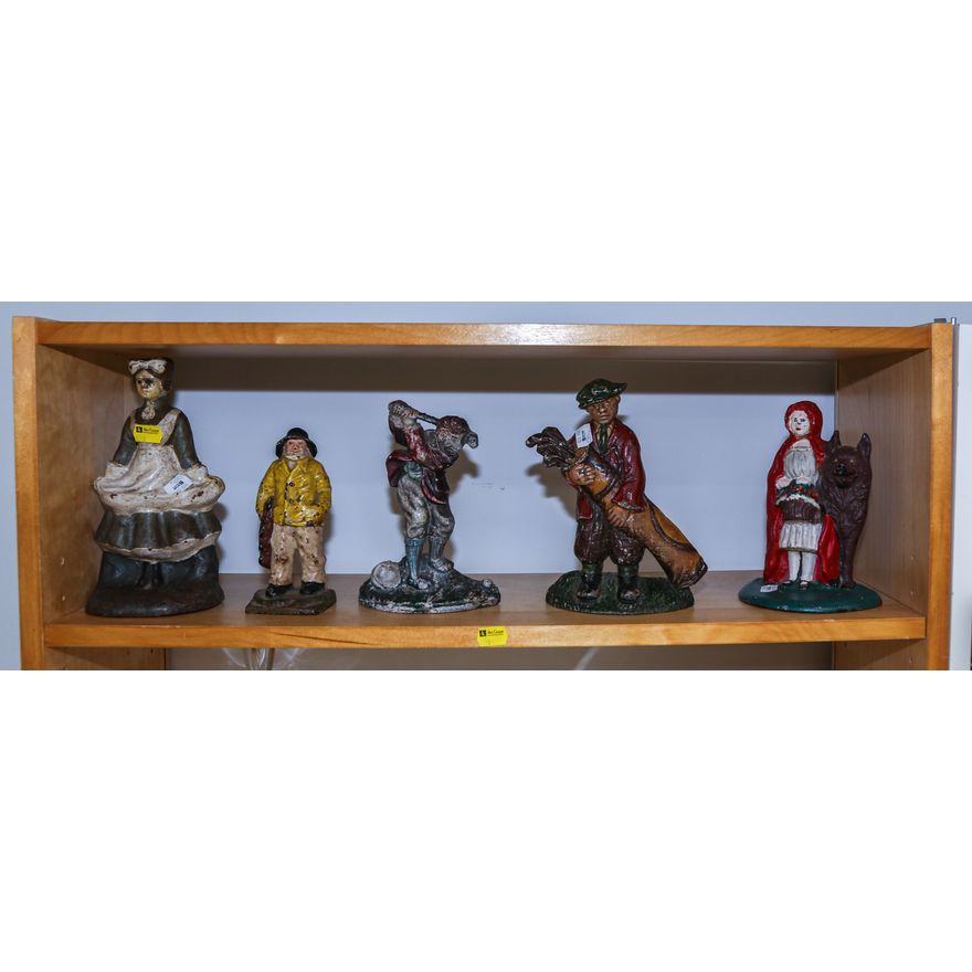 Five Figural Cast Iron Doorstops