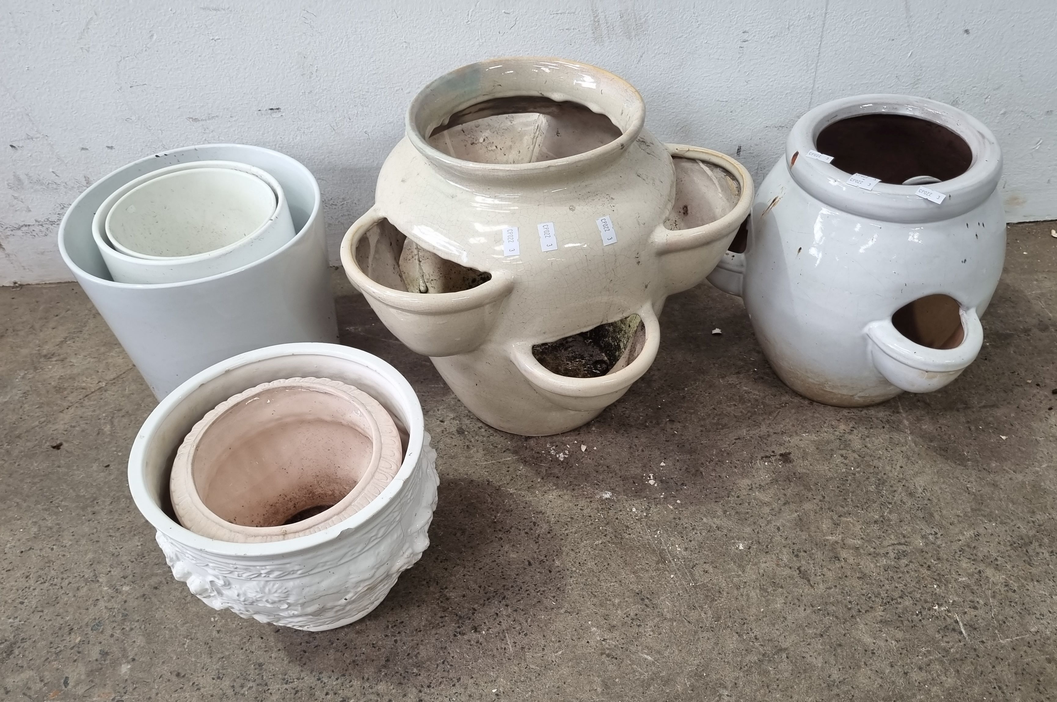 1123 · A GROUP OF GLAZED POTS