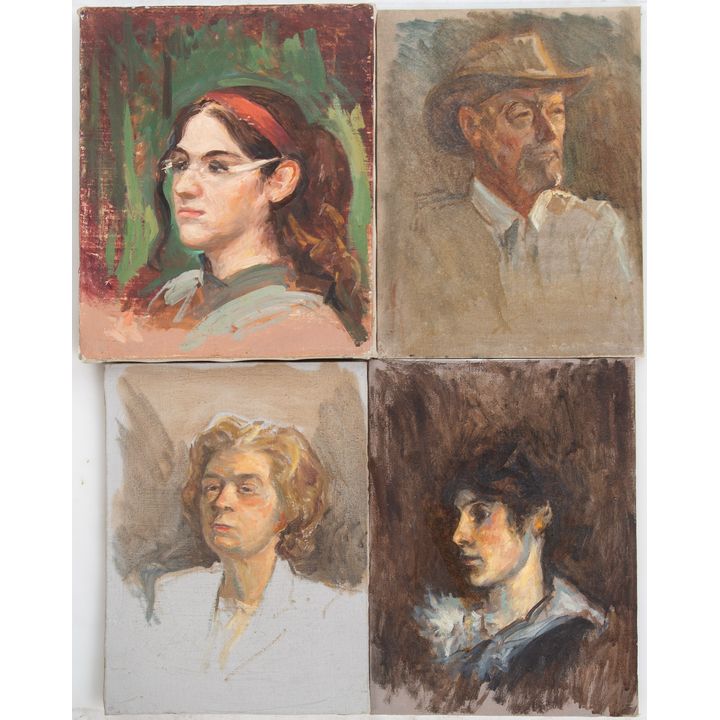 Nathaniel K. Gibbs. 4 Unfinished Portraits, oil