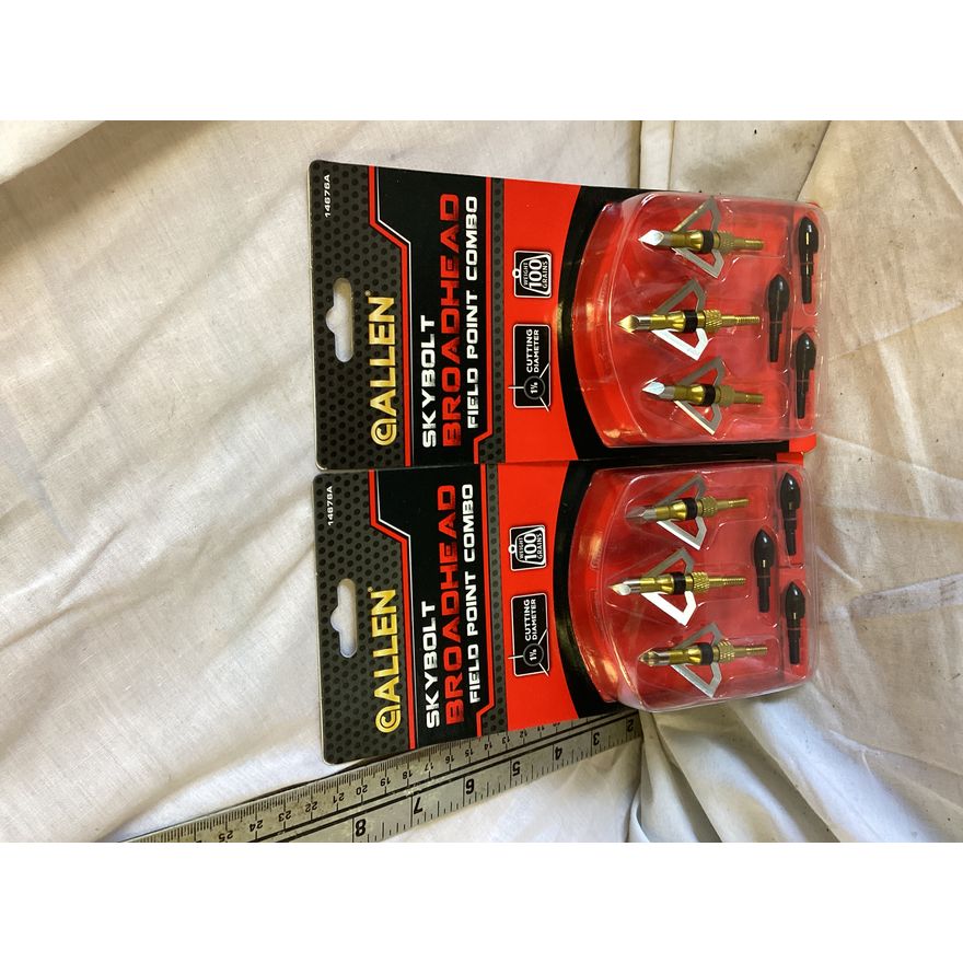 (2) Allen Skybolt Broadhead Field Point Combo (1 1/8'' Cutting Dia. Weights 100 Gr.) 3pk