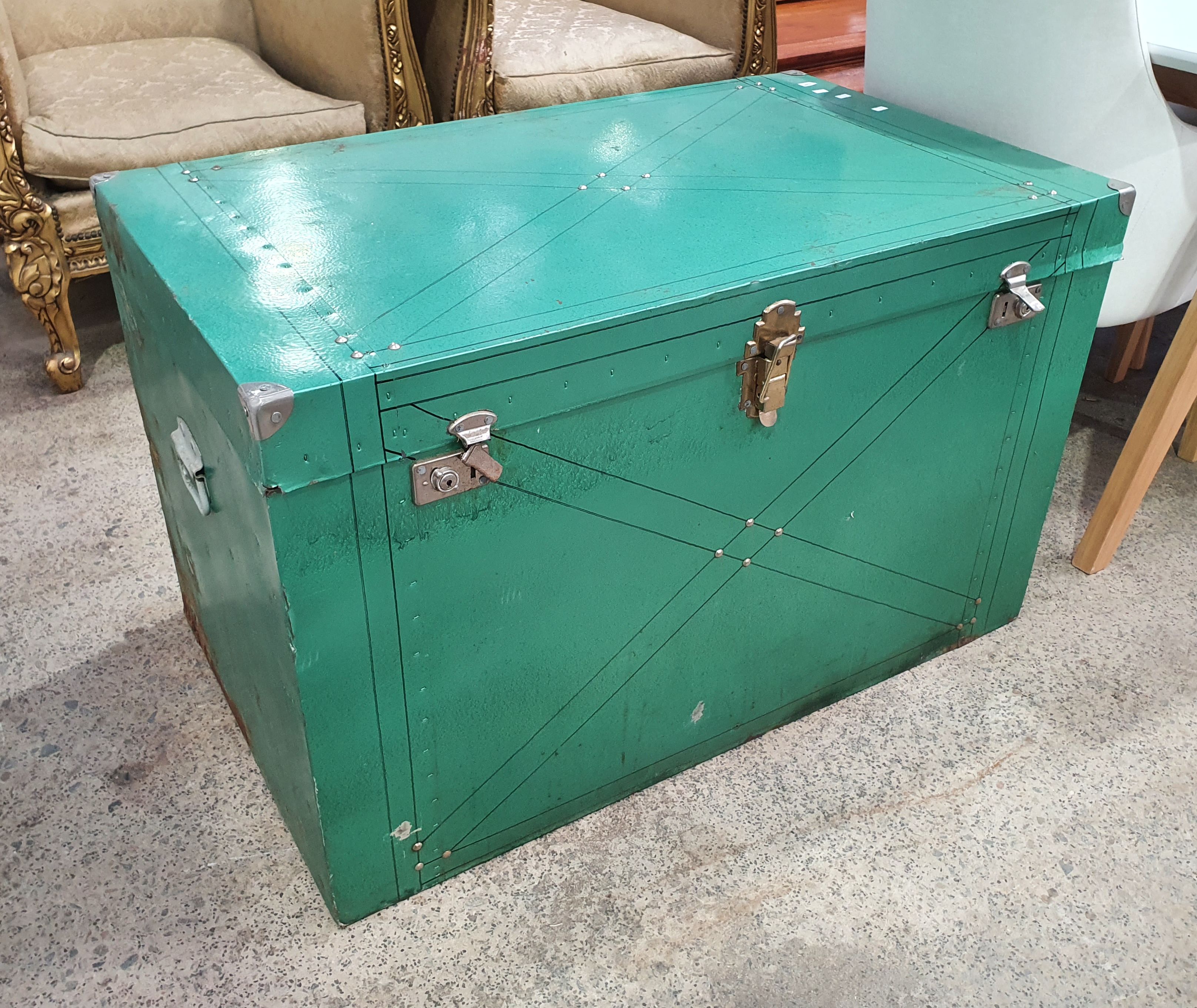 A Large Green Metal Chest