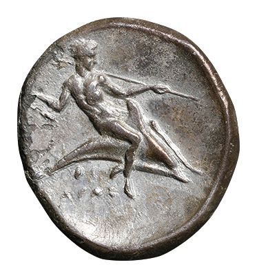 古代ギリシャ　ドラクマ　c400-300BC　双子　鷲、イルカ　＠171 古代ギリシャ イタリア カラブリア・タラス ディドラクマ銀貨