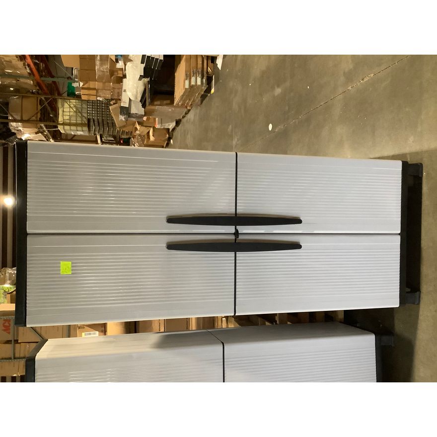 HDX Light Grey Plastic Storage Cabinet (68"T x 26-1/2"W x 14-3/4"D)