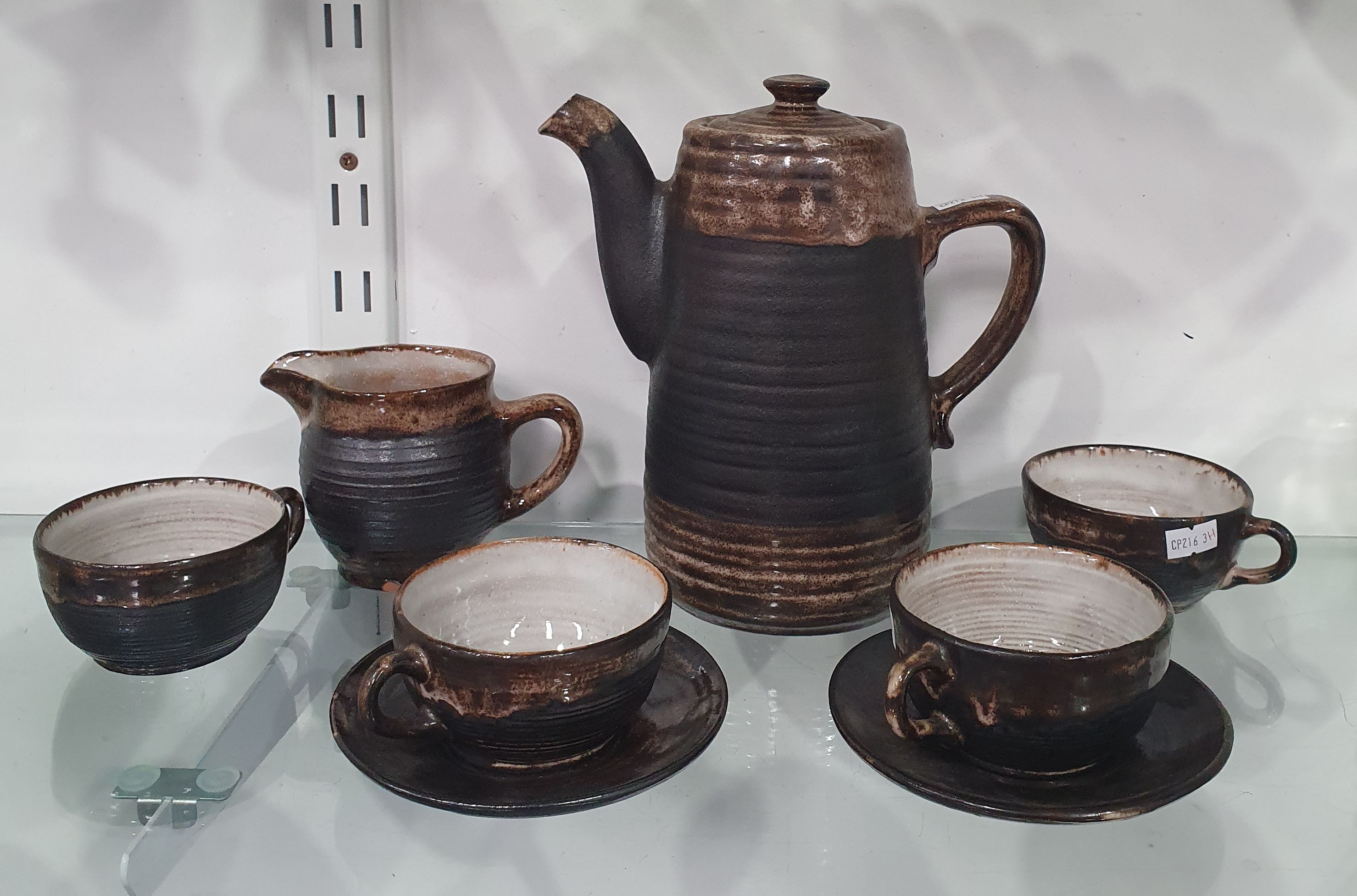 684 · A NELL MCCREDDIE (WORKING 1930-1950) STUDIO POTTERY COFFEE SET