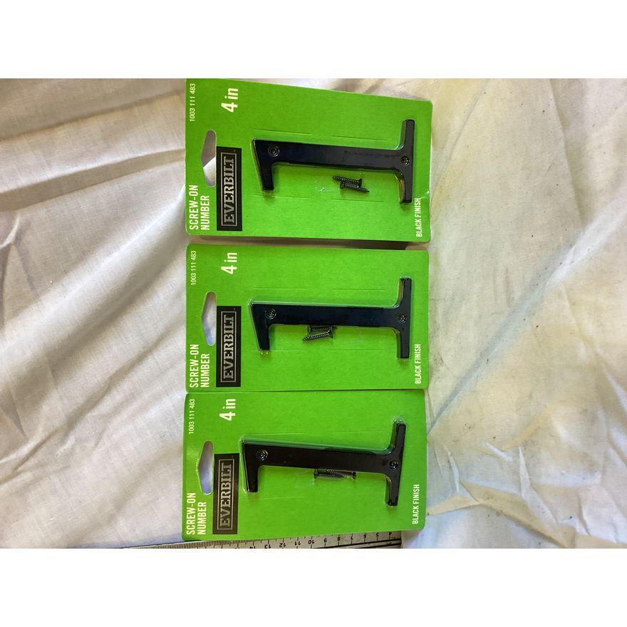 (3) Everbilt Screw On Numbers- 4'' Black Finish - Number 1
