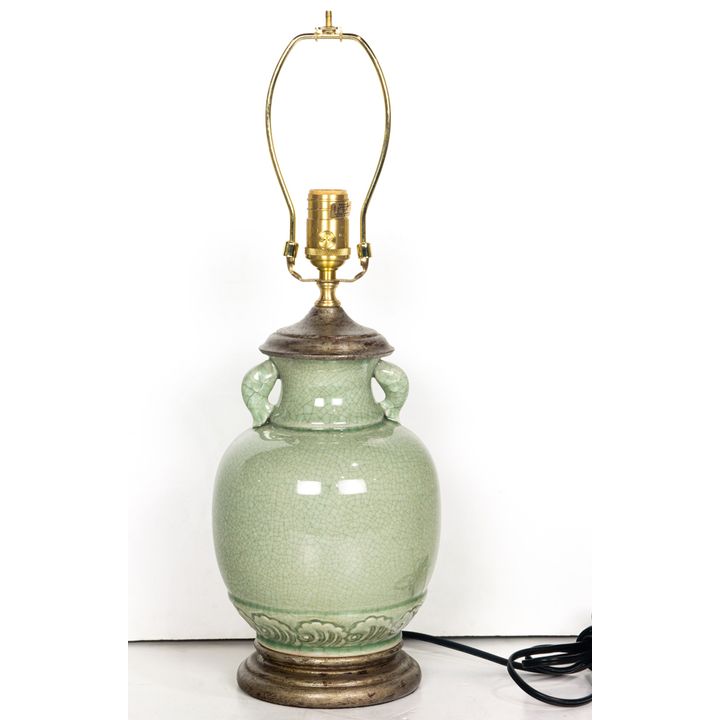 Chinese celadon crackle glazed handled vase