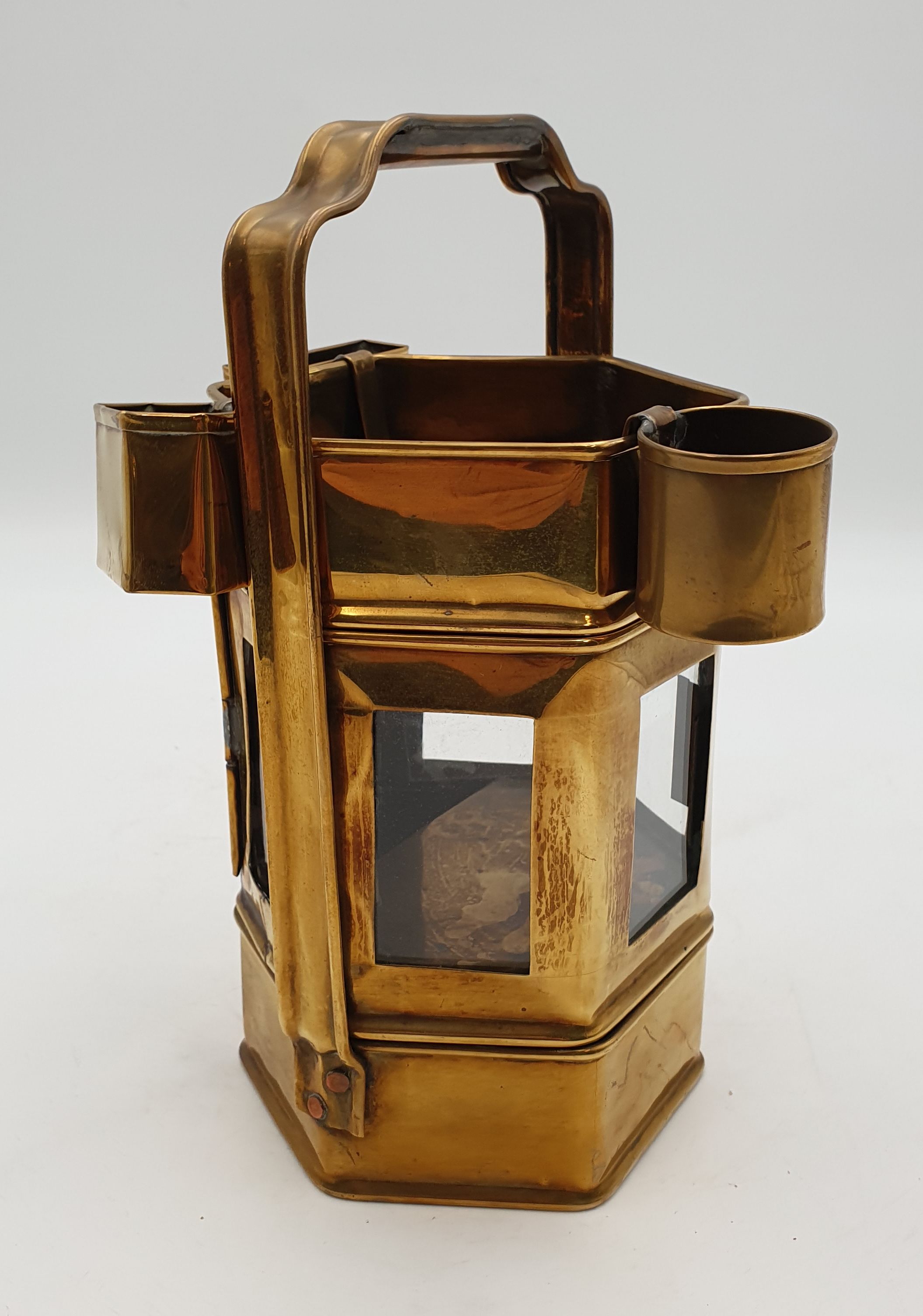 A VINTAGE CHINESE BRASS STREET FOOD CARRIER AND WARMER