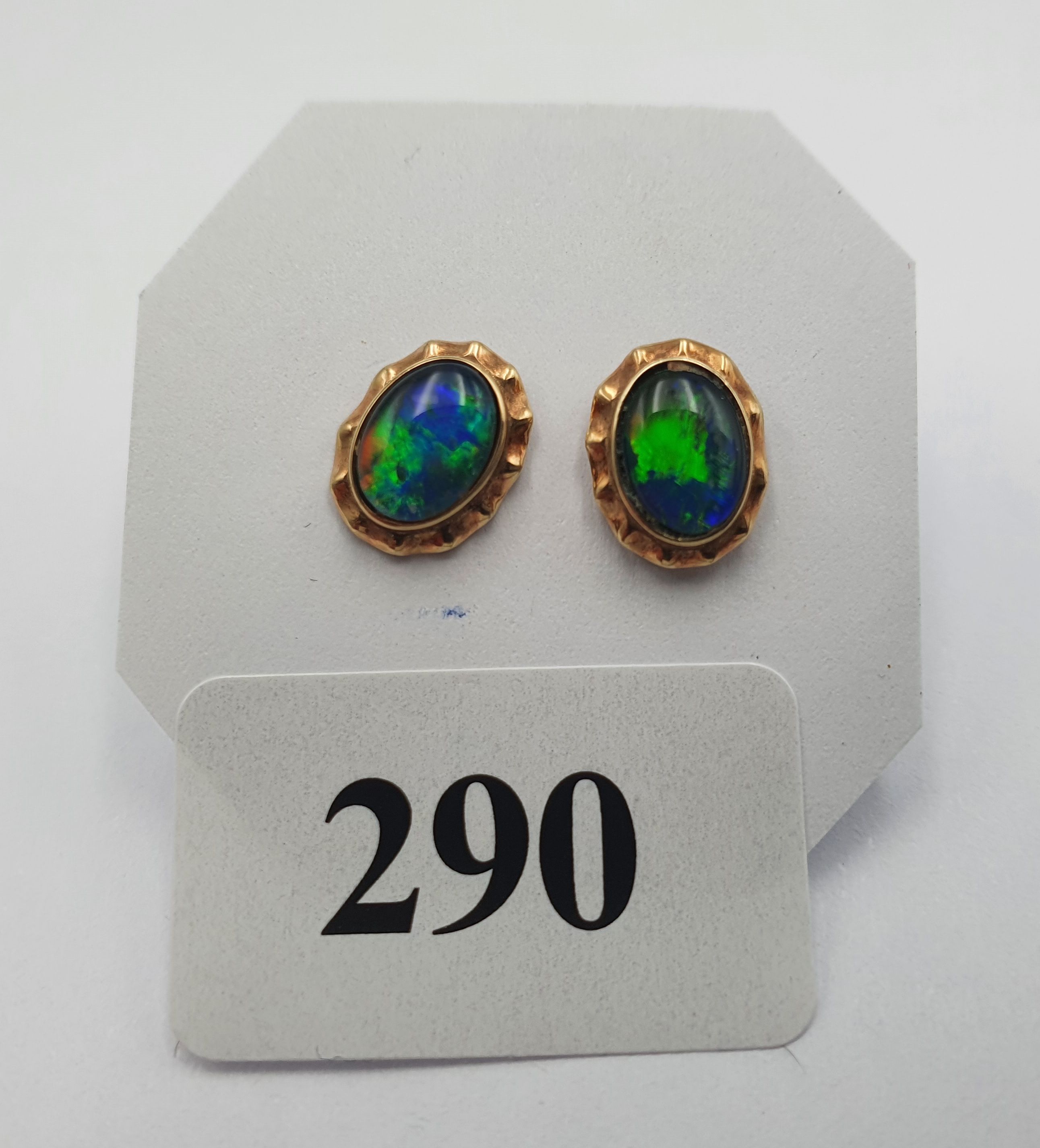 290 · A 9ct GOLD AND OPAL EARRING SET