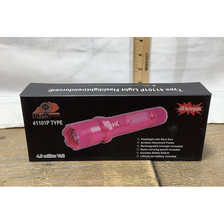 KTS USB Rechargeable 4.9 Million Volt Flashlight with Stungun Pink