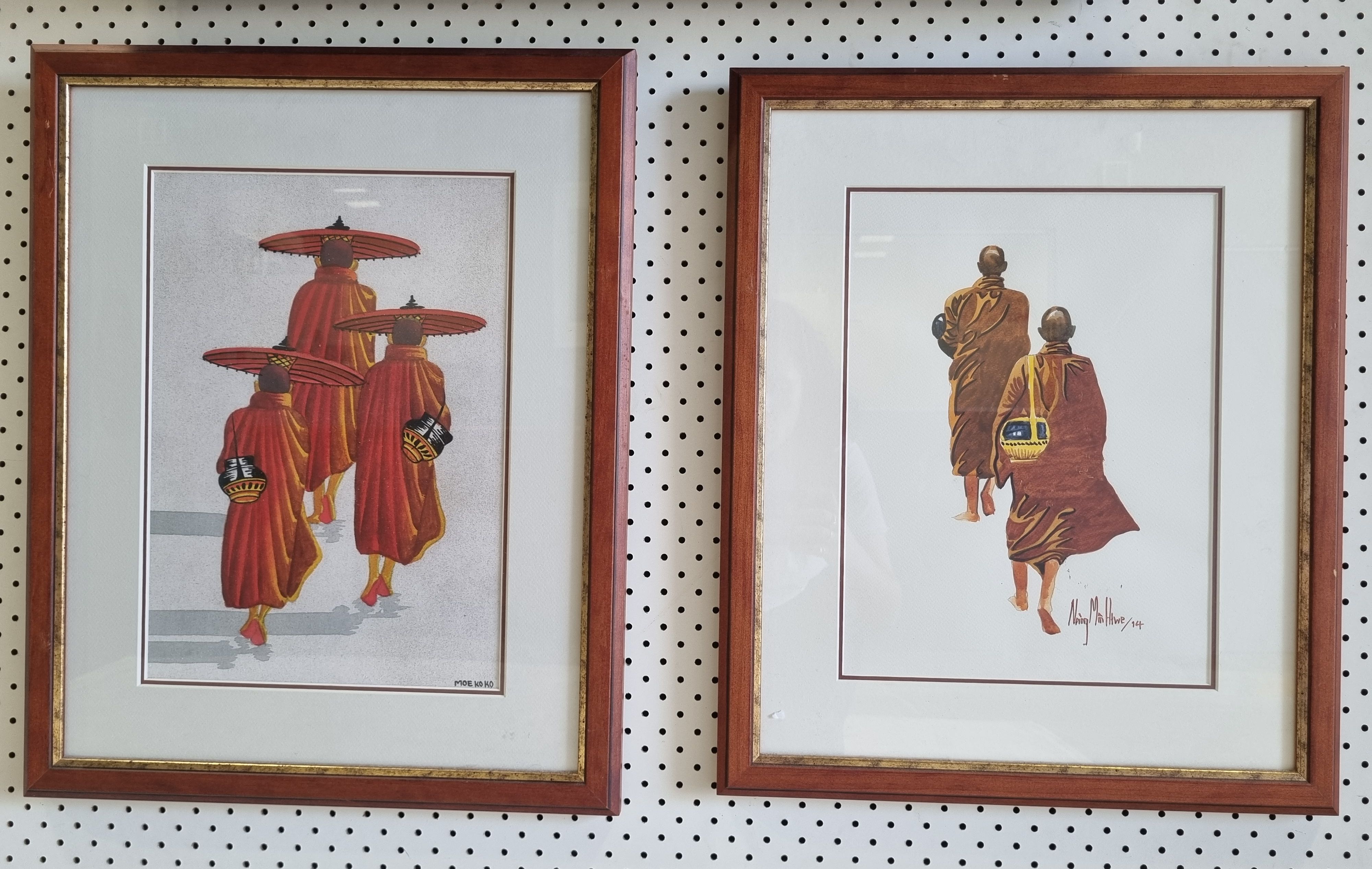 TWO 'MONKS' ART WORKS