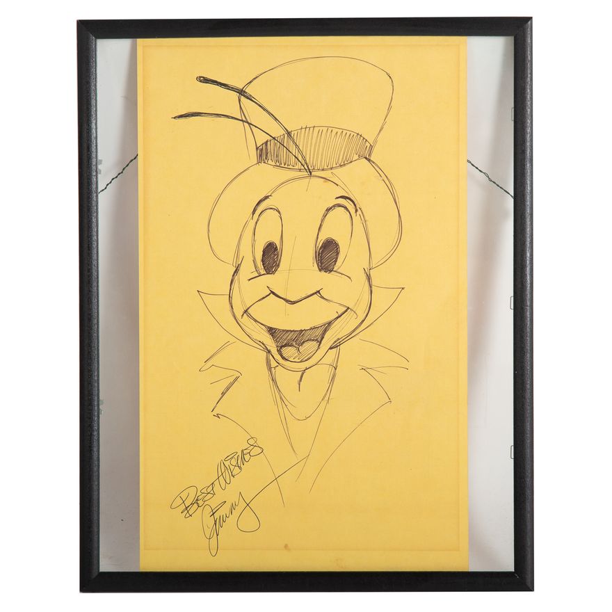 Possibly Ward Kimball. Jiminy Cricket, ink pen