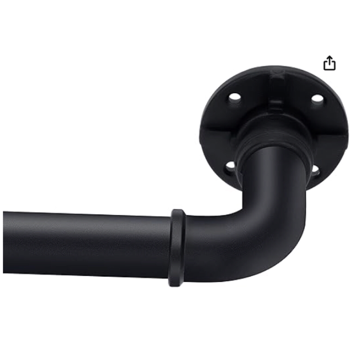 Industrial Curtain Rod for Single Window 28"-48" (BLACK)