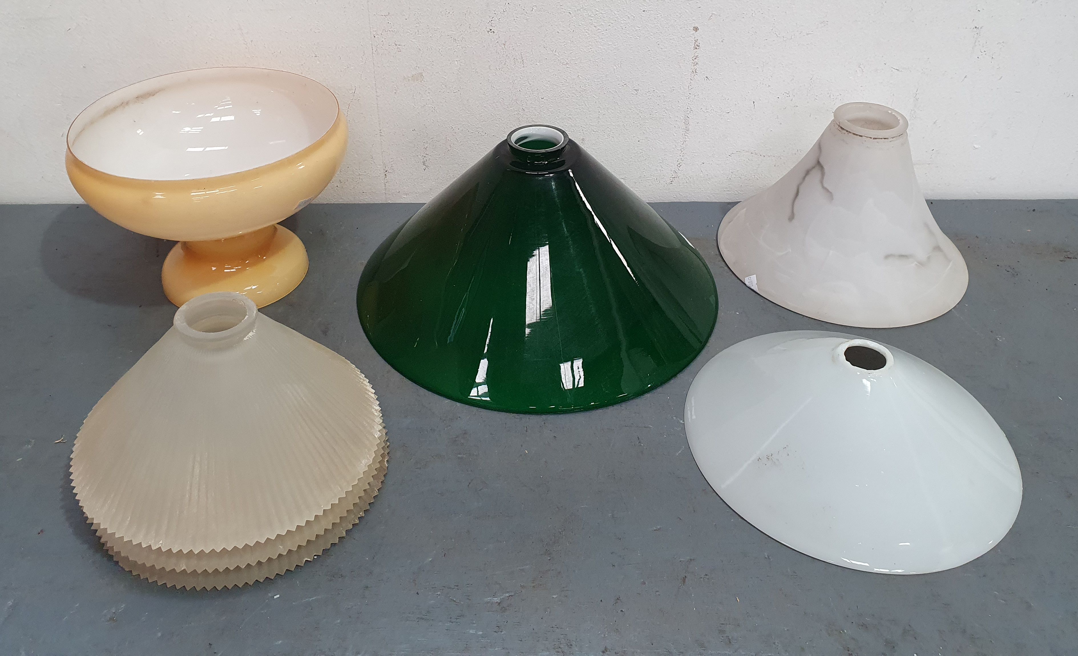 A GROUP OF GLASS LIGHT SHADES