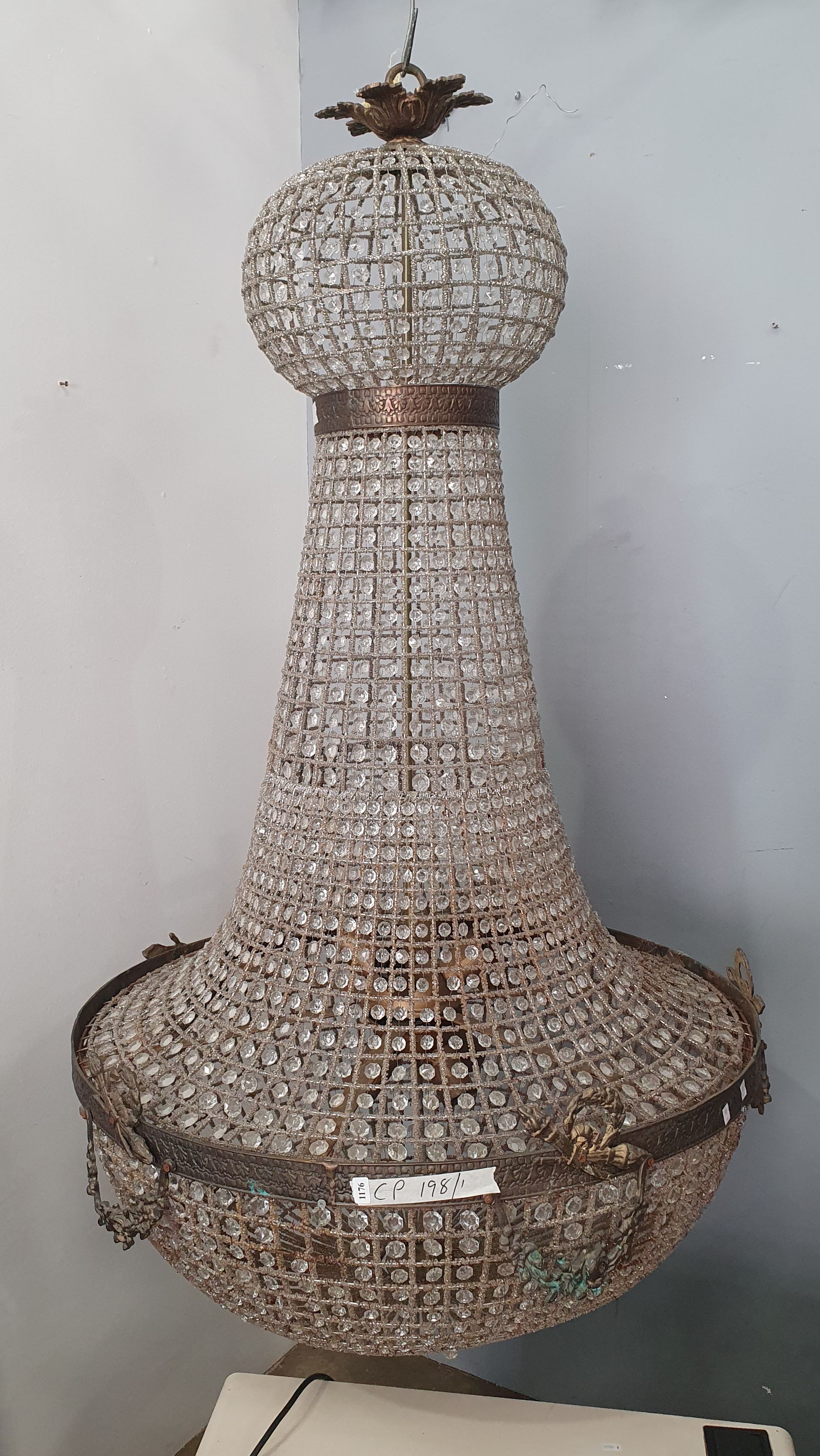 A Large Glass Chandelier