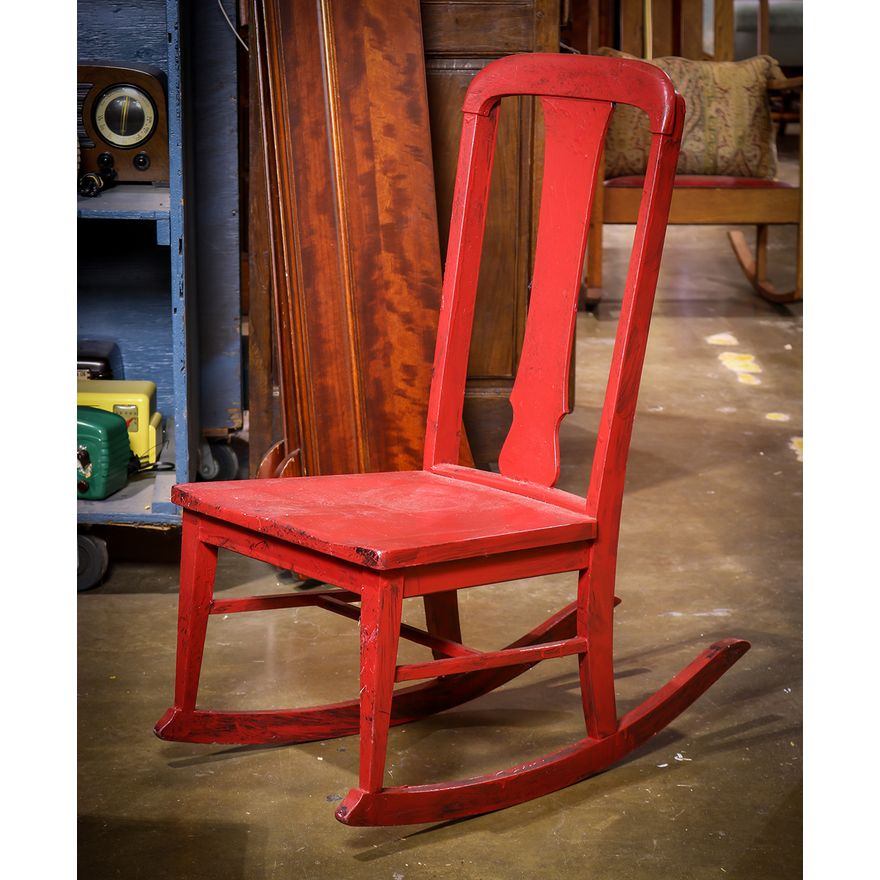 American Primitive style red painted rocking chair