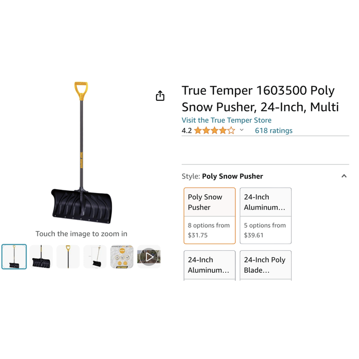 True Temper 1603500 Poly Snow Pusher 24inches