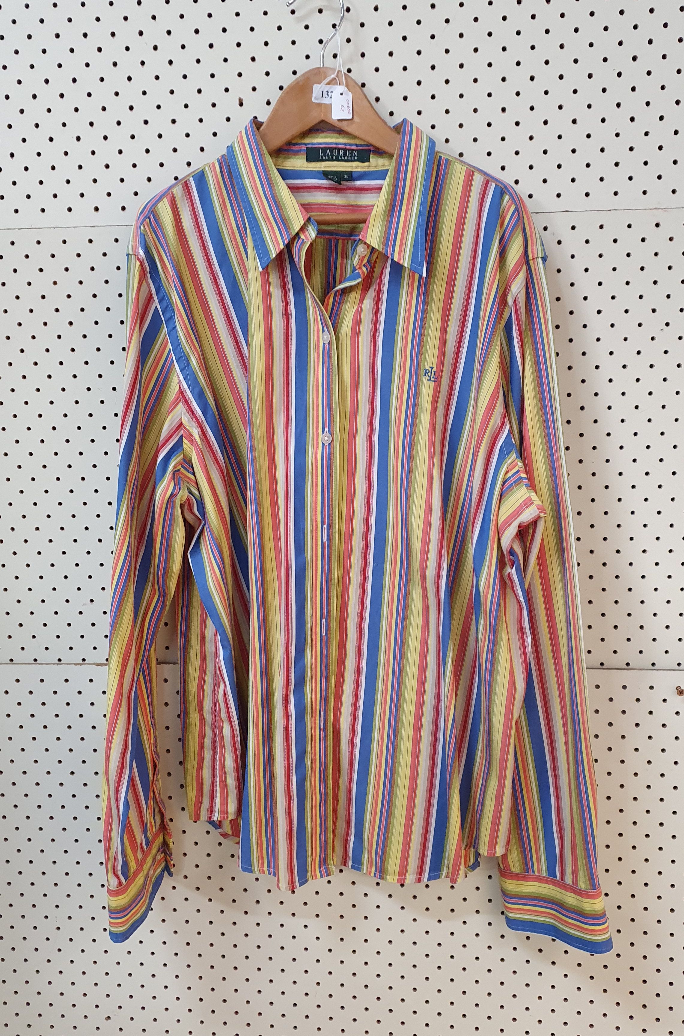132 · A 'LAUREN' BY RALPH LAUREN GREEN LABEL STRIPED LADIES SHIRT