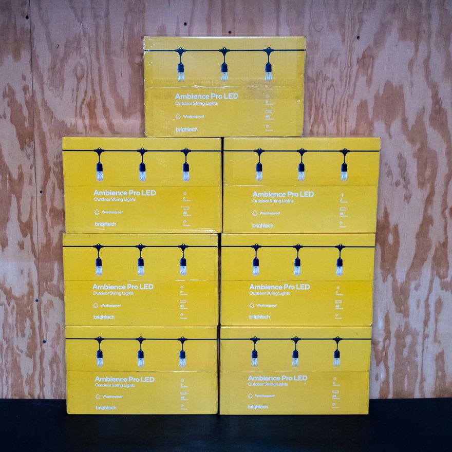 String Light Sales Box Seven Boxes of Ambience Pro LED Outdoor String Lights | Harritt Group, Inc