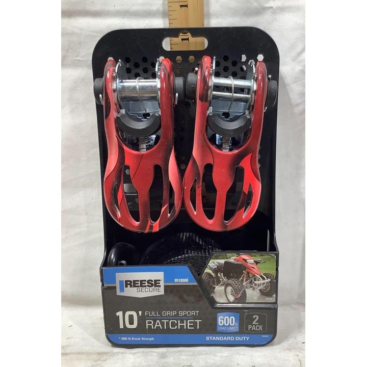 Reese Secure 10' Full Grip Sport Ratchet - 2 pack, 600lb Load Limit - Red