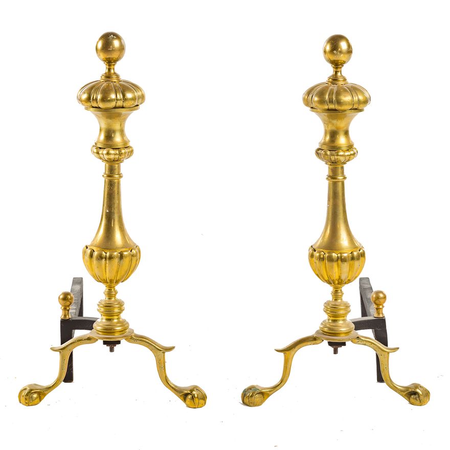 Classical style brass andirons
