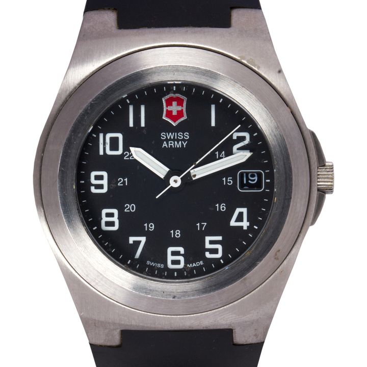 A Swiss Army stainless steel wristwatch