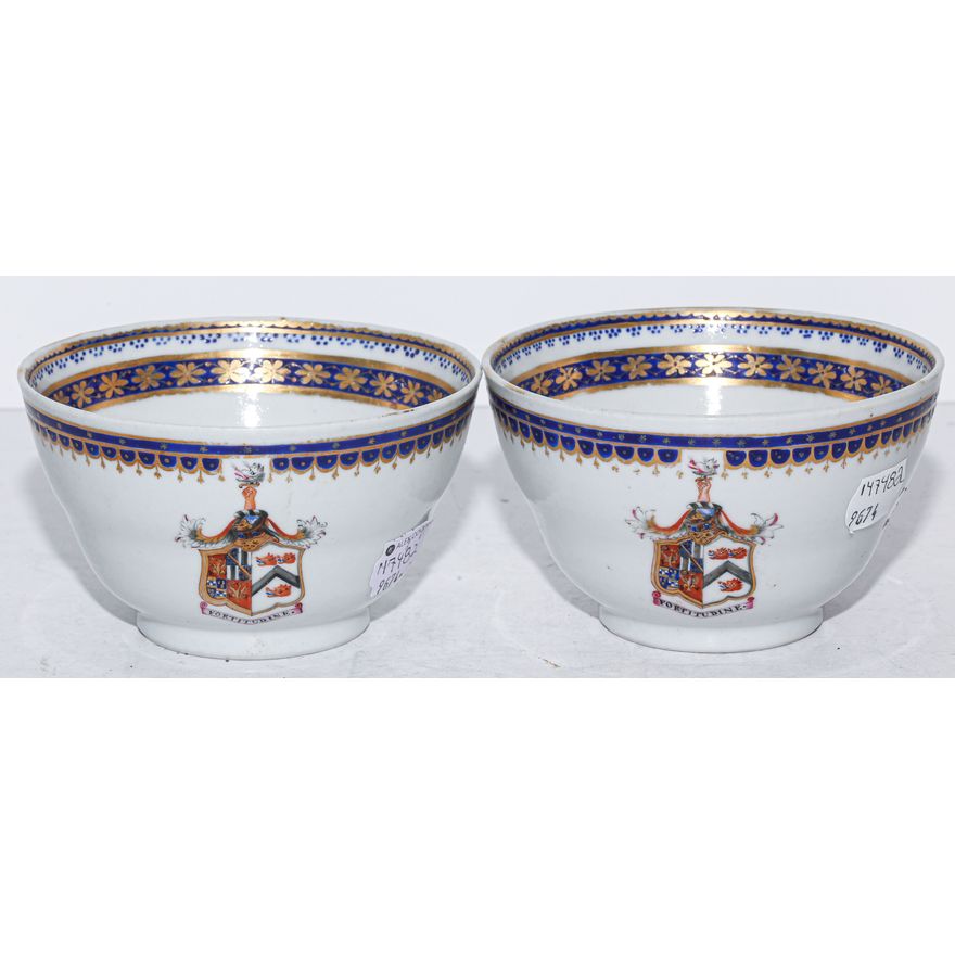 A Pair of Chinese Export Armorial Coffee Cups