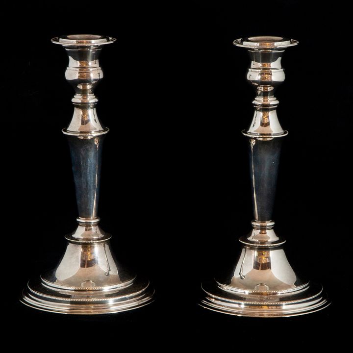 Two Pairs of Sheffield plate candlesticks