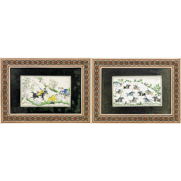 (lot of 2) Persian miniature paintings