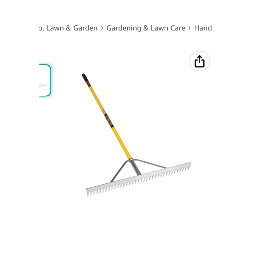 DeWalt 36" Head Landscape Rake, Yellow Fiberglass Handle