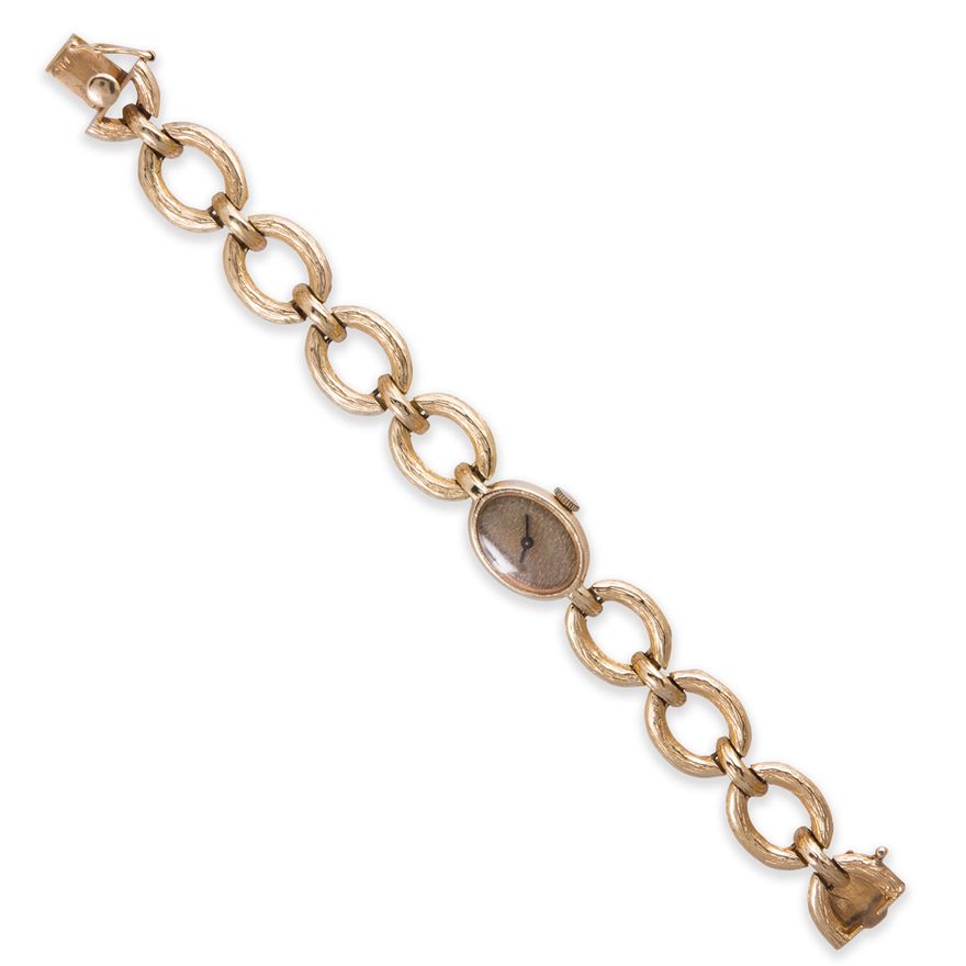 A fourteen karat gold watch bracelet