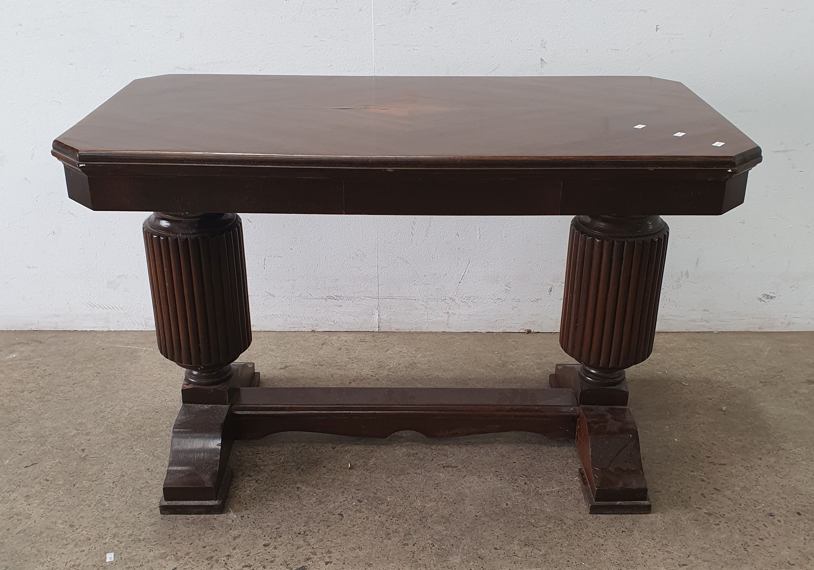 2038 · A WALNUT VENEER TOP TUDOR STYLE HALL TABLE
