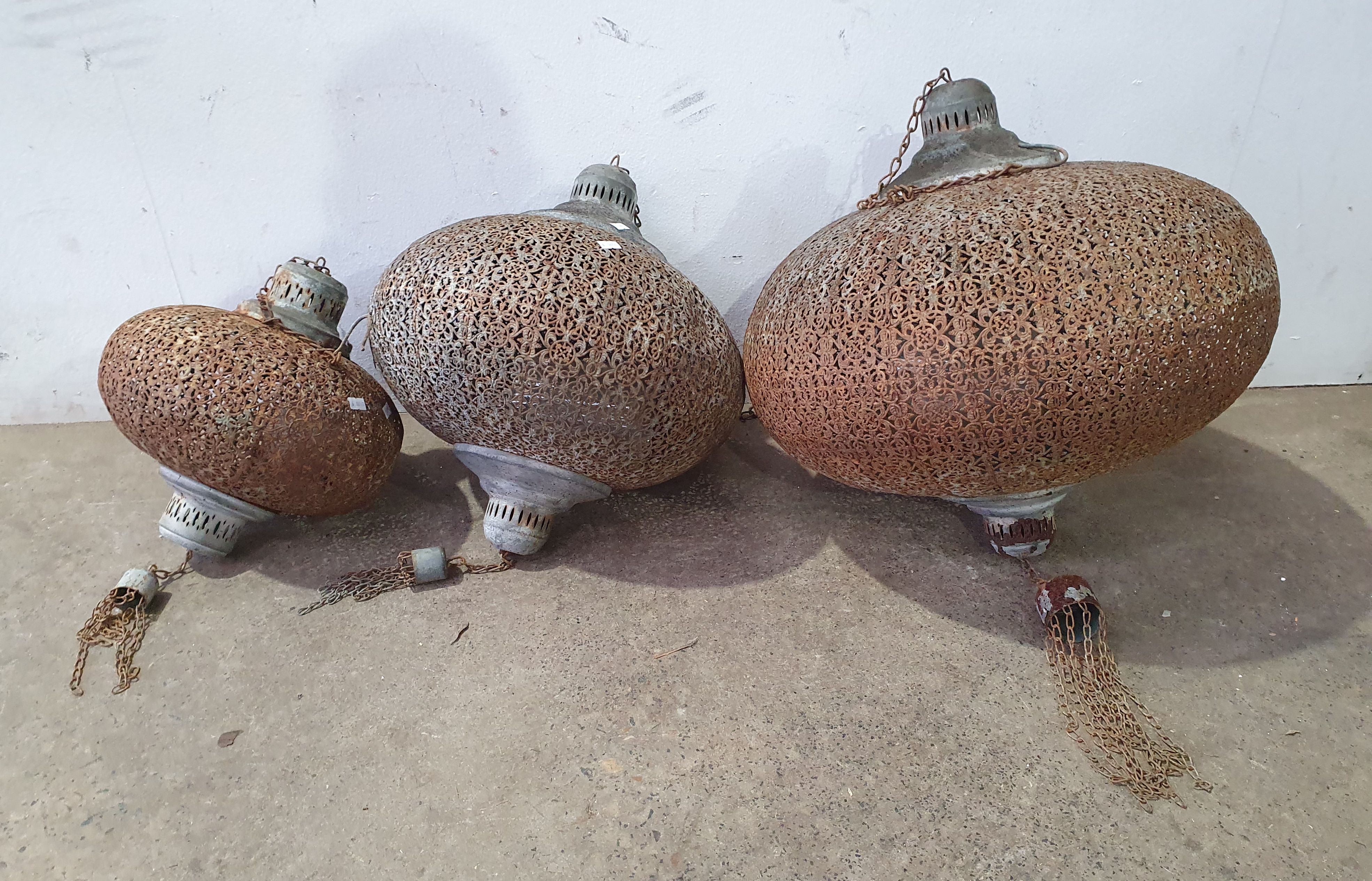 Three Moroccan Style Graduated Lanterns