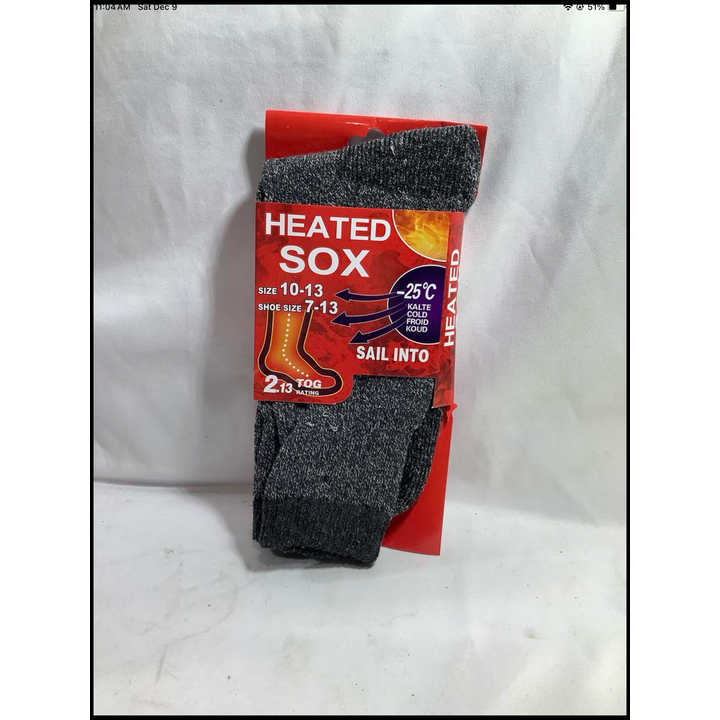 Men's grey Heated Sox Size: 10-13 Shoe Size: 7-13