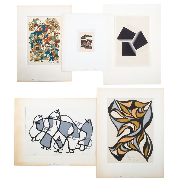Five Contemporary Japanese Prints, All Unframed