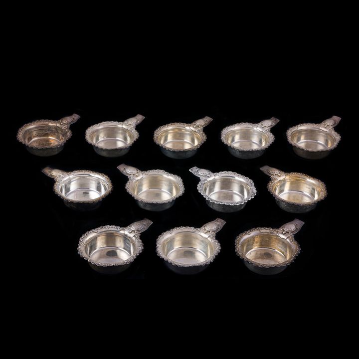 A (12 pc) Shreve & Co sterling turtle or terrapin bowl set